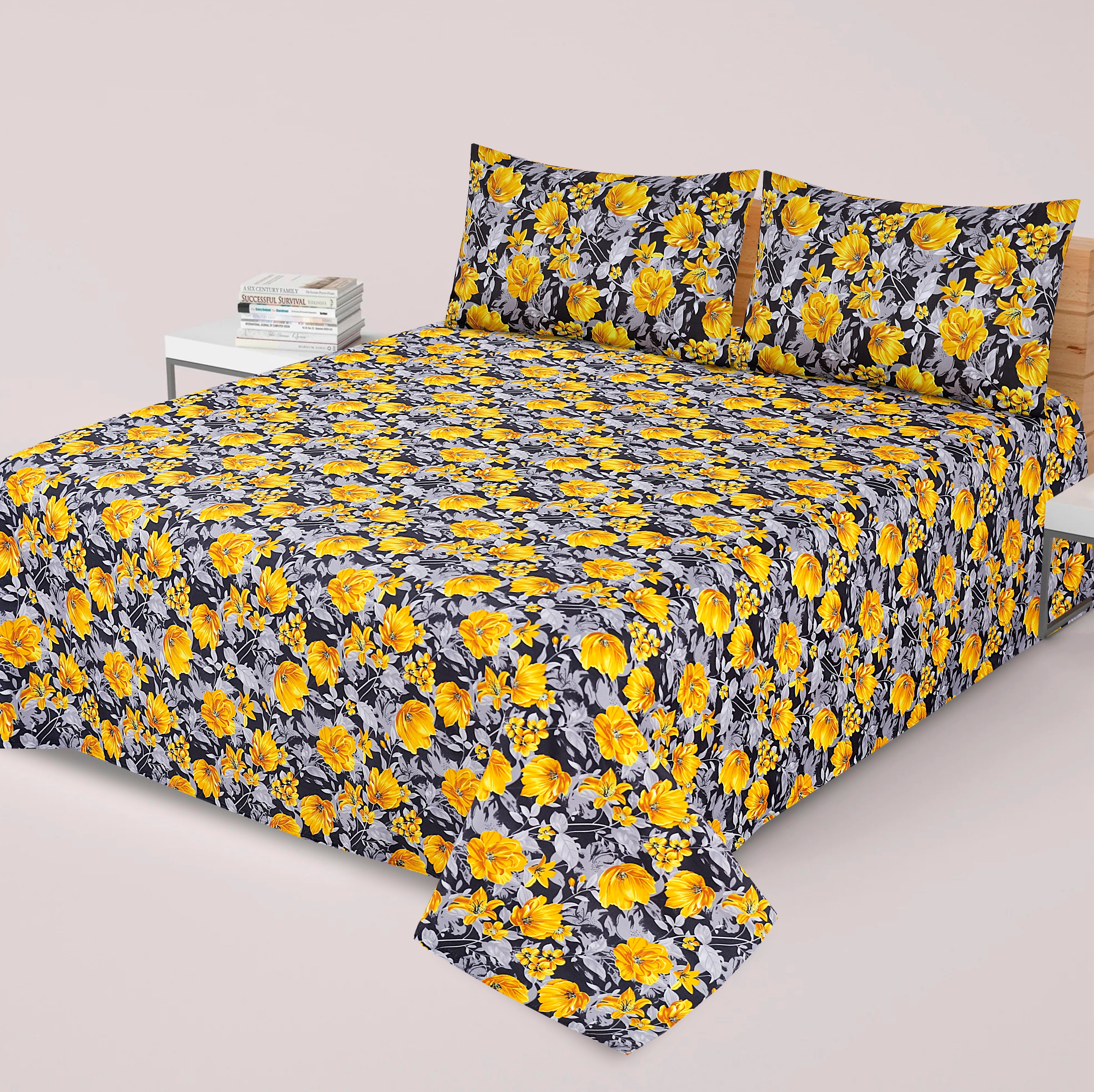 3 Pcs Premium soft cotton Bed sheet C-28