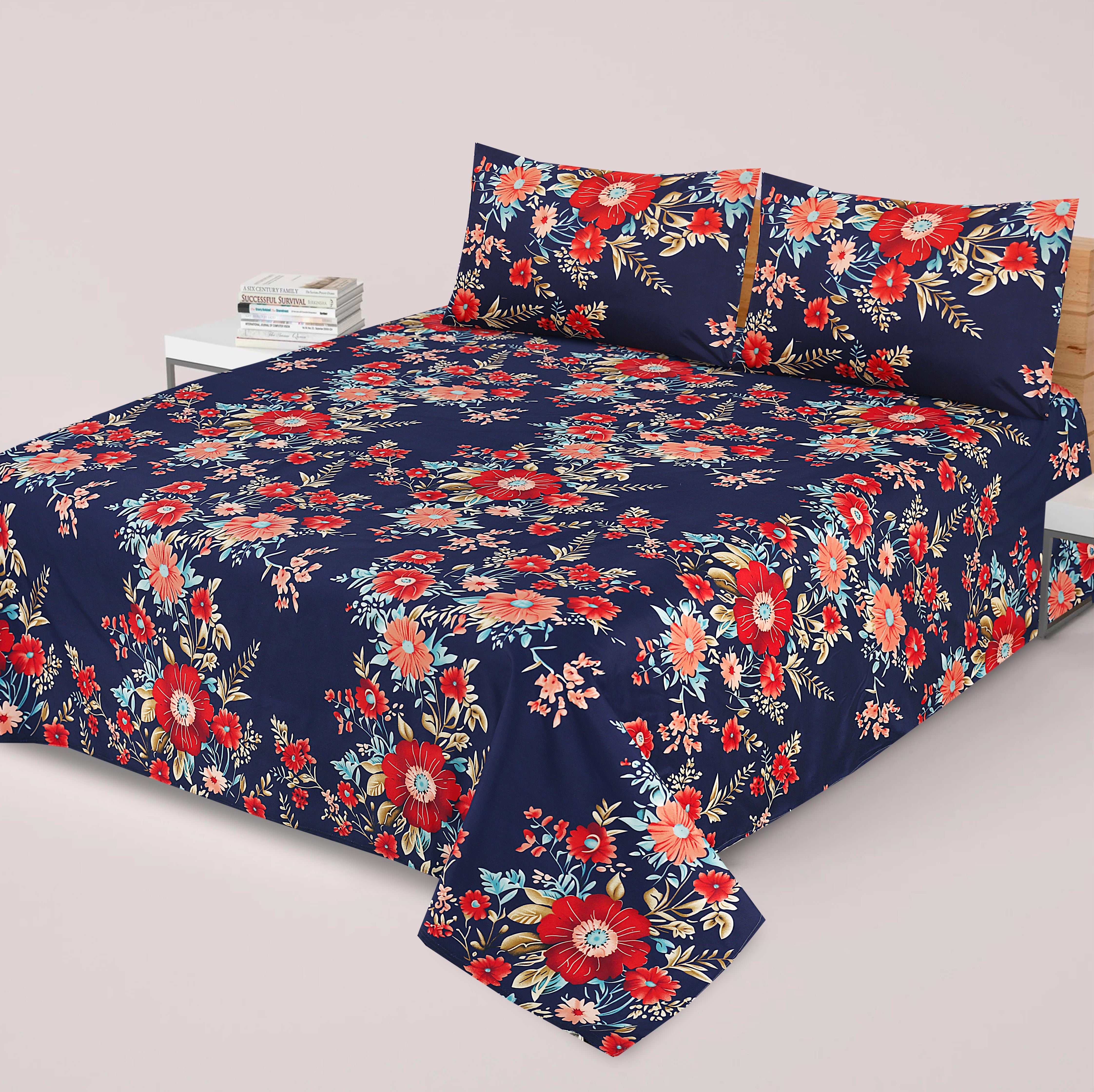 3 Pcs Premium soft cotton Bed sheet C-34