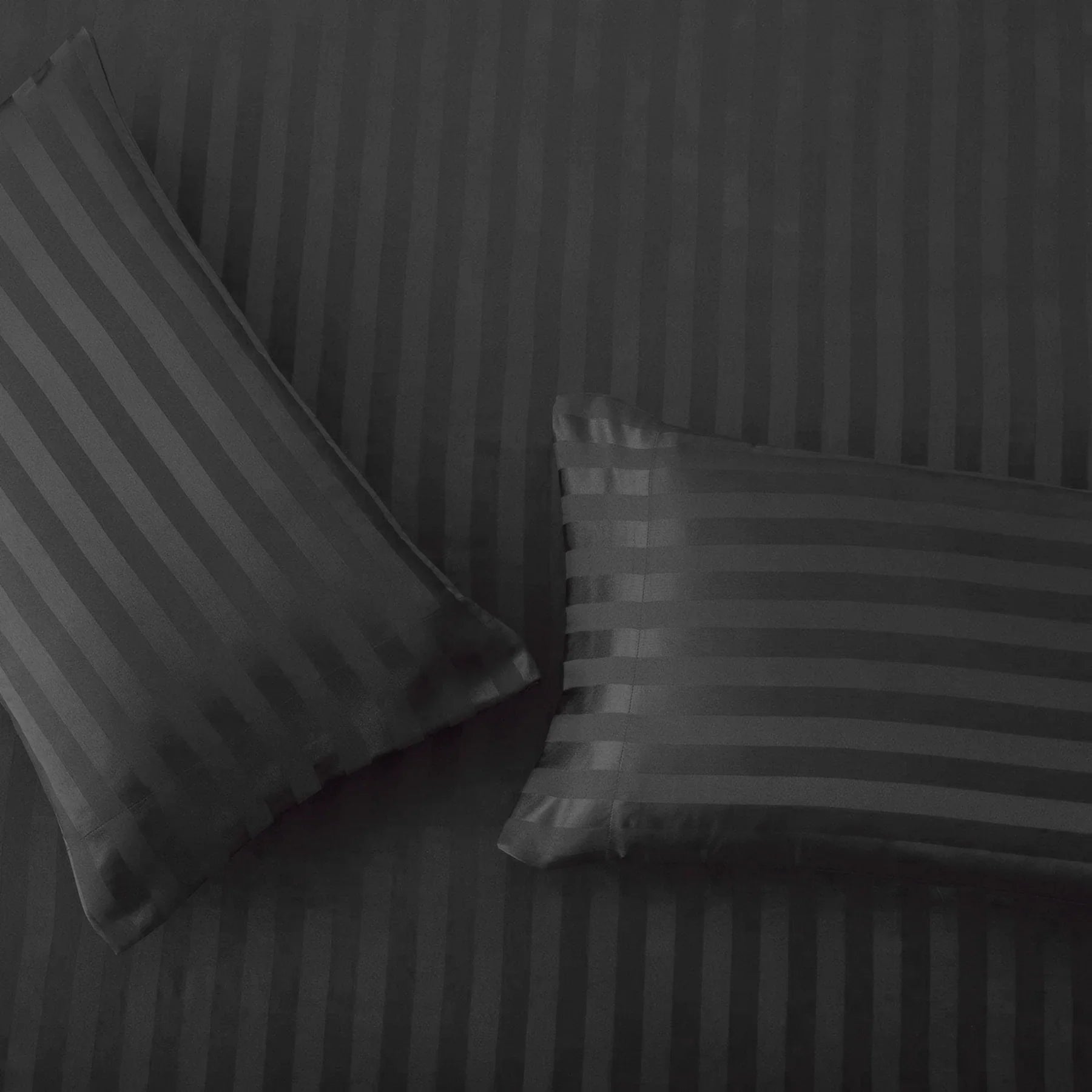 Black stripe satin fitted bedsheet - (premium)