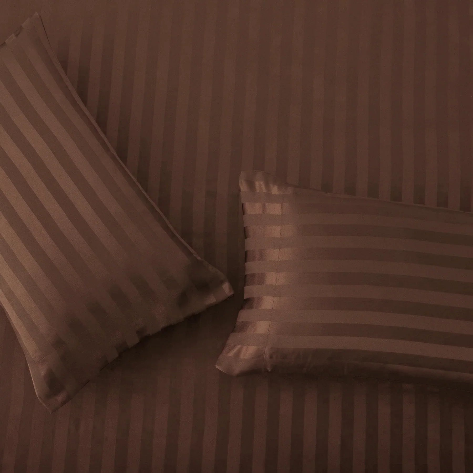 Brown stripe satin fitted bedsheet - (premium)