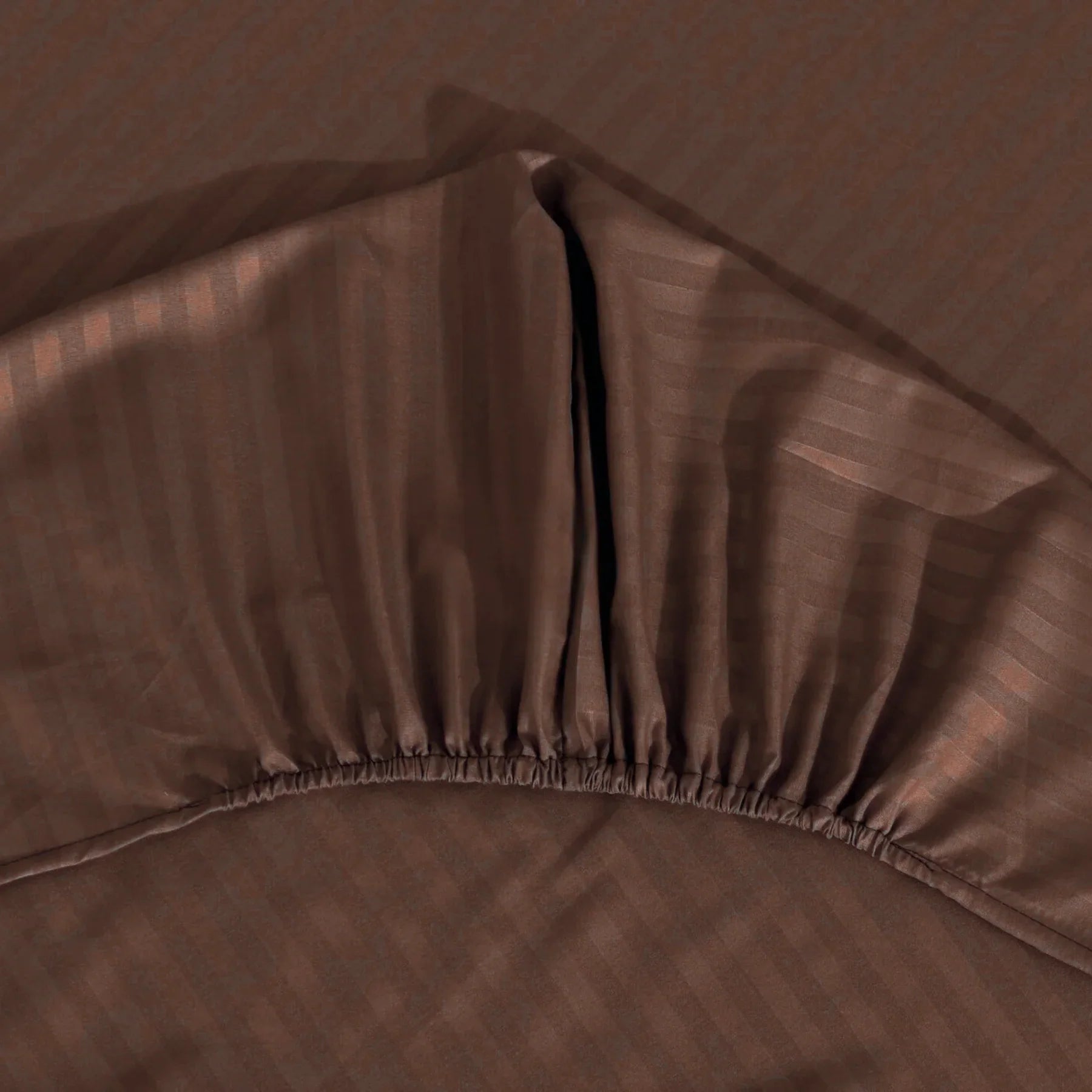 Brown stripe satin fitted bedsheet - (premium)
