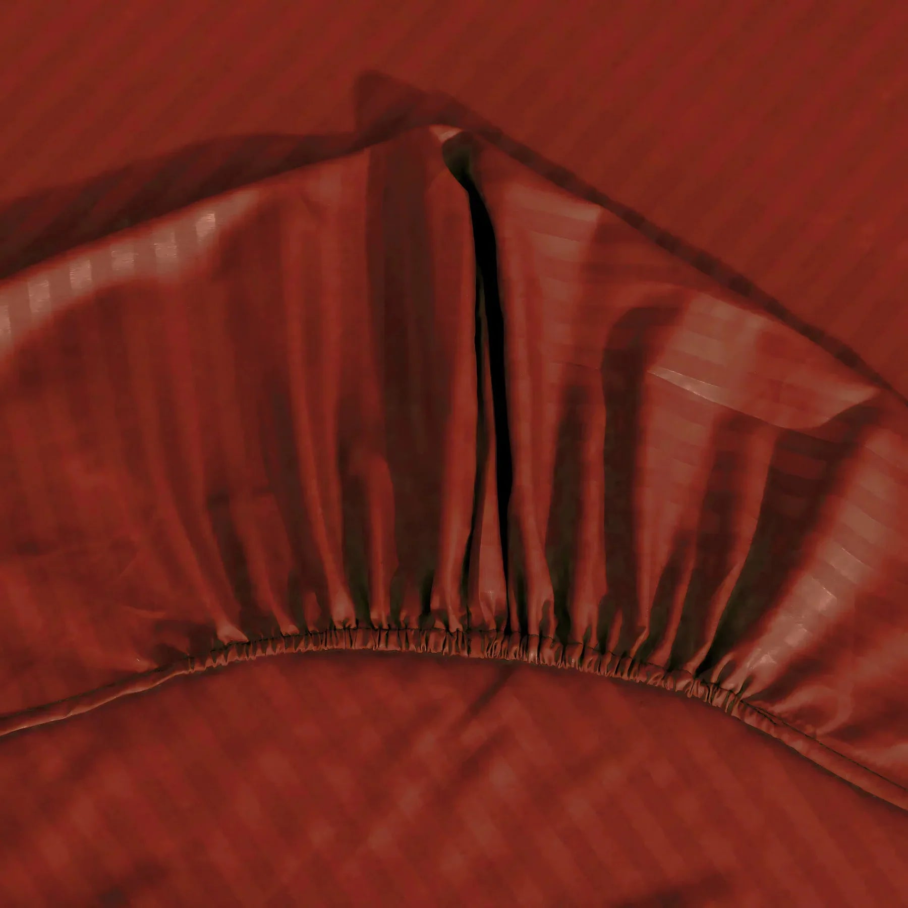 Mehroon stripe satin fitted bedsheet - (premium)