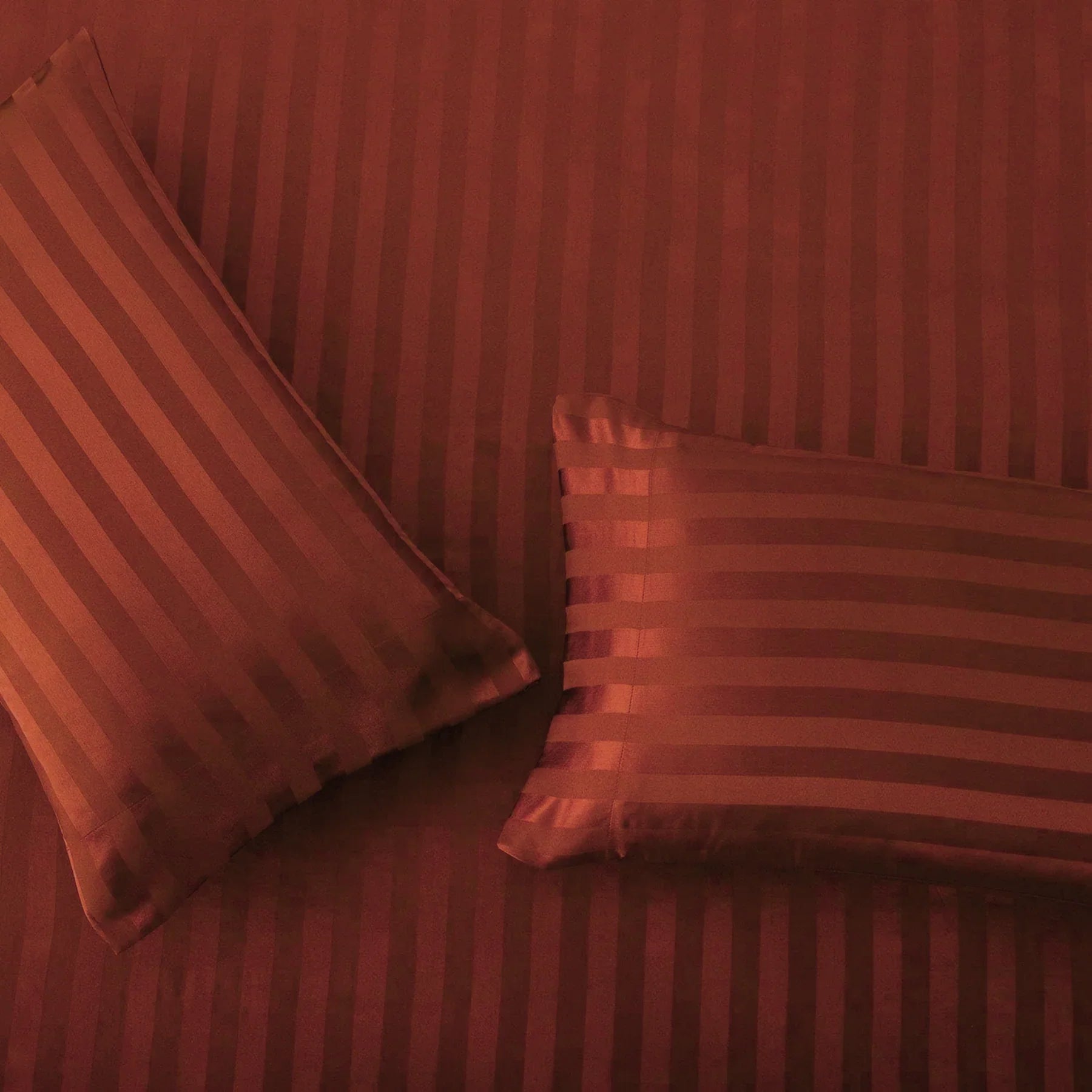 Mehroon stripe satin fitted bedsheet - (premium)