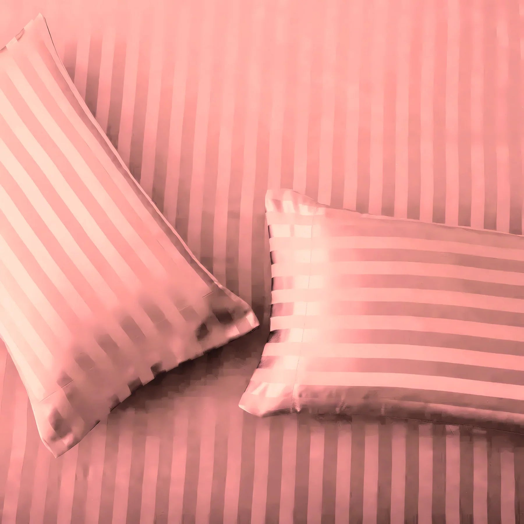PINK stripe satin fitted bedsheet - (premium)