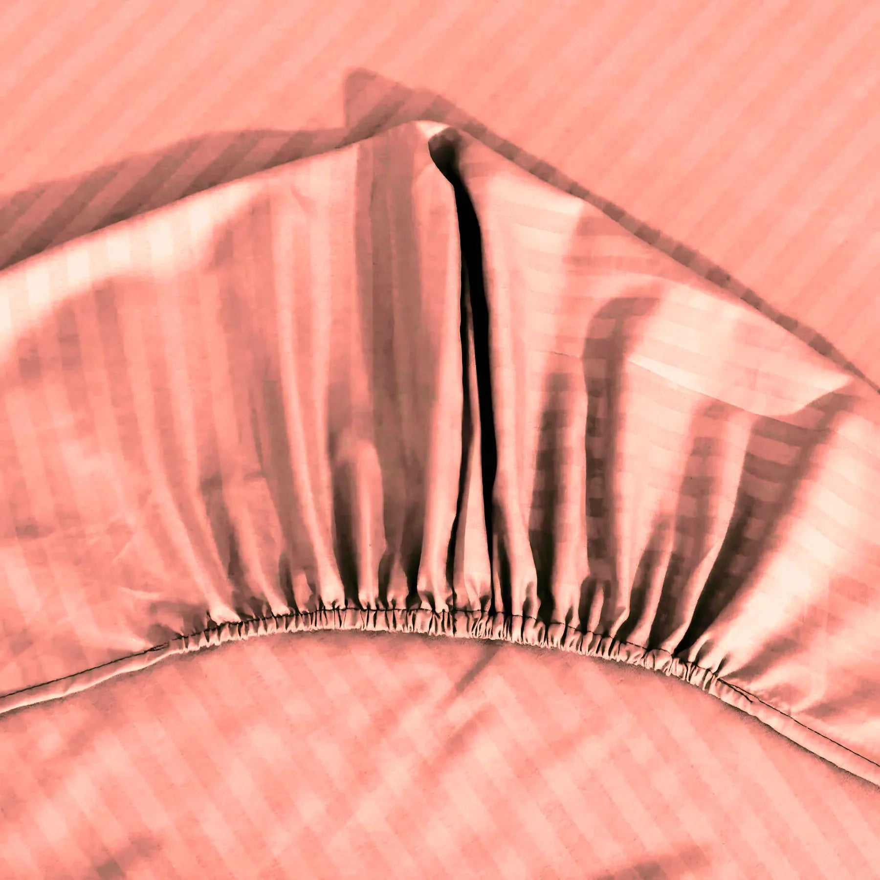 PINK stripe satin fitted bedsheet - (premium)