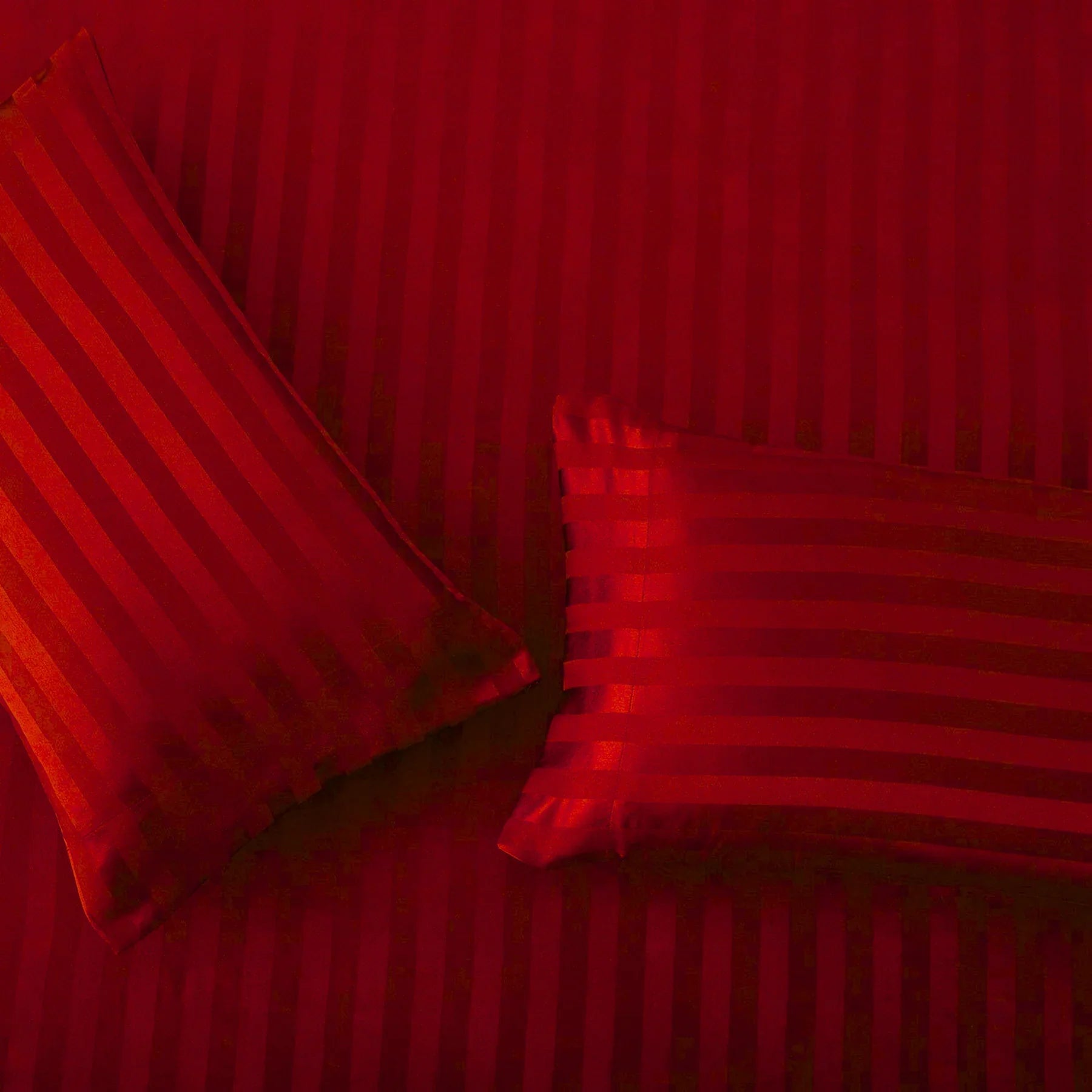 Red stripe satin fitted bedsheet - (premium)