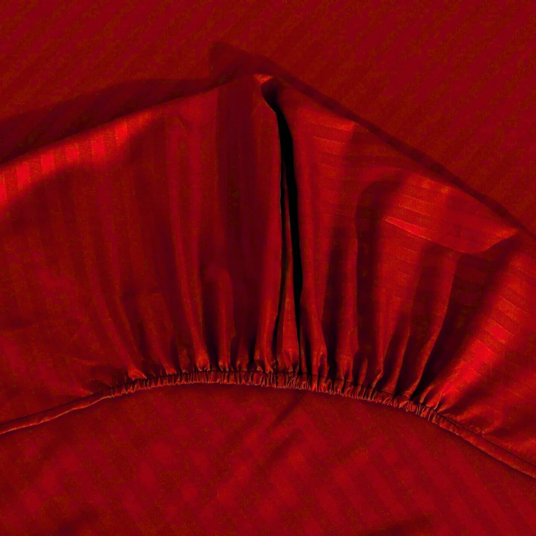 Red stripe satin fitted bedsheet - (premium)