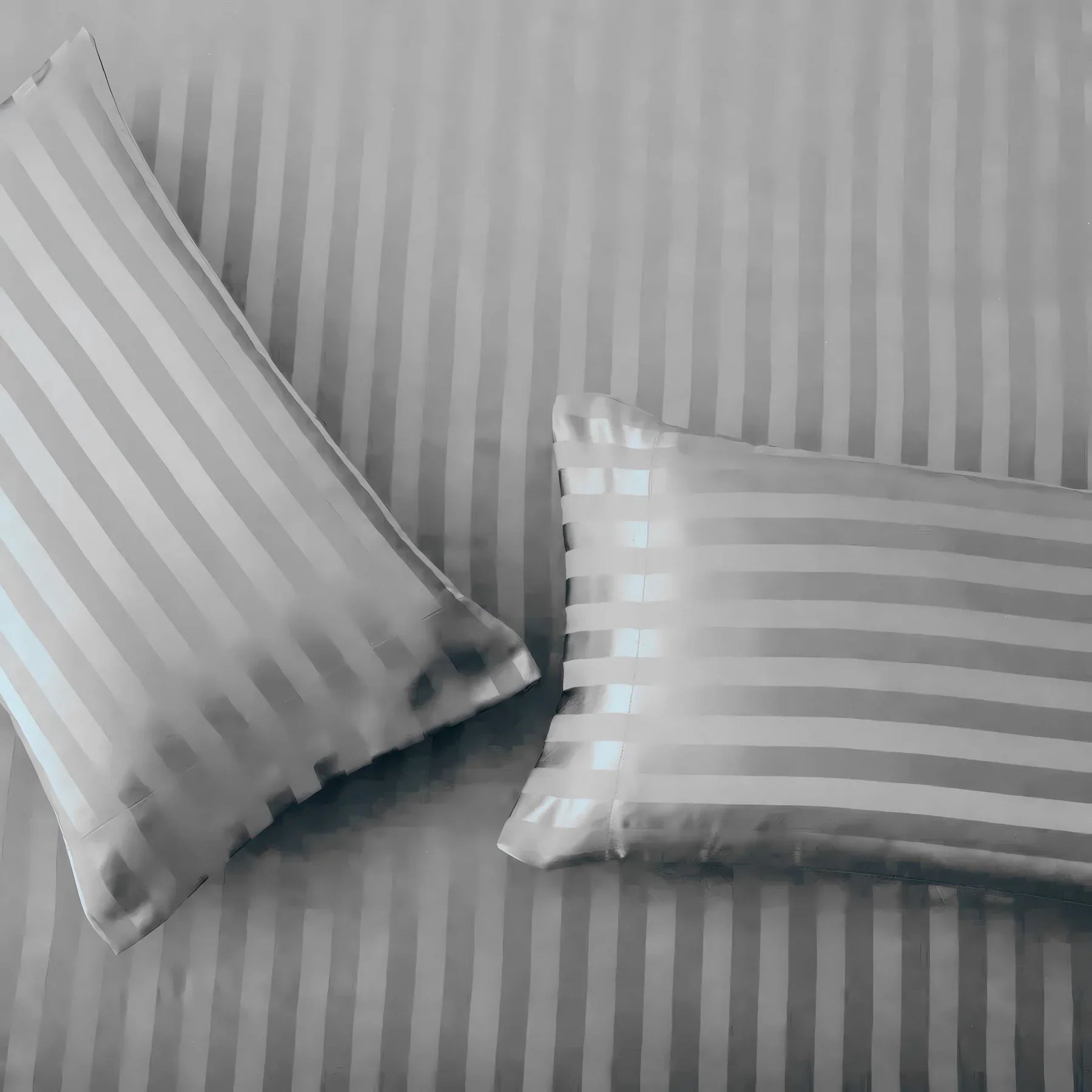 Silver stripe satin fitted bedsheet - (premium)