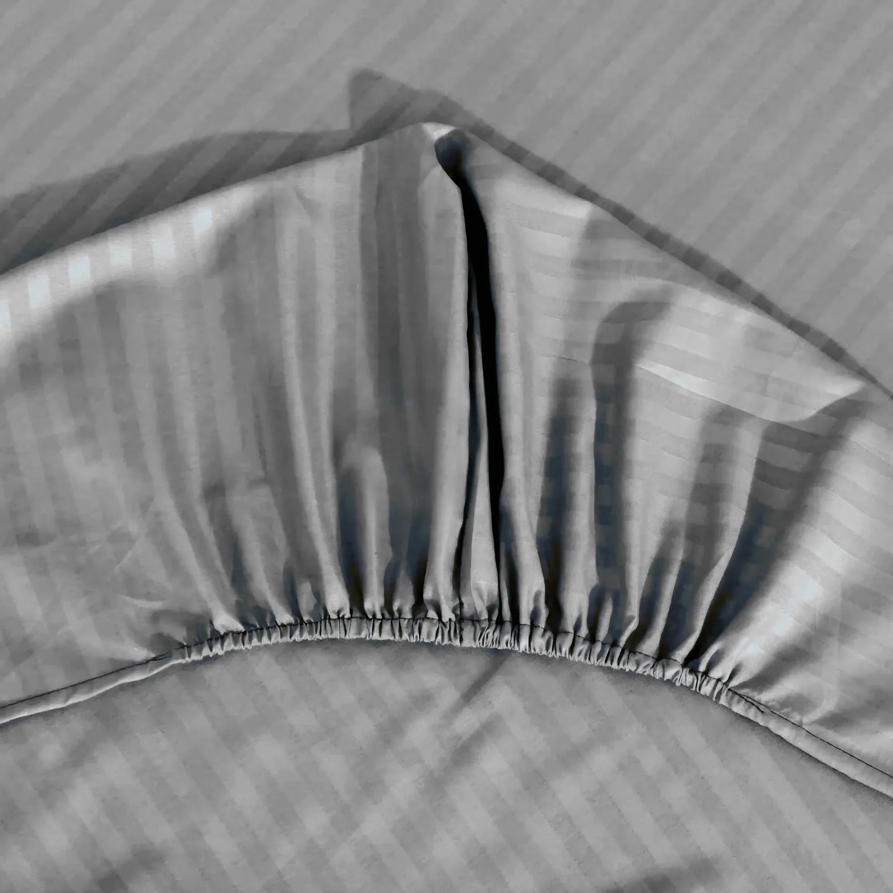 Silver stripe satin fitted bedsheet - (premium)