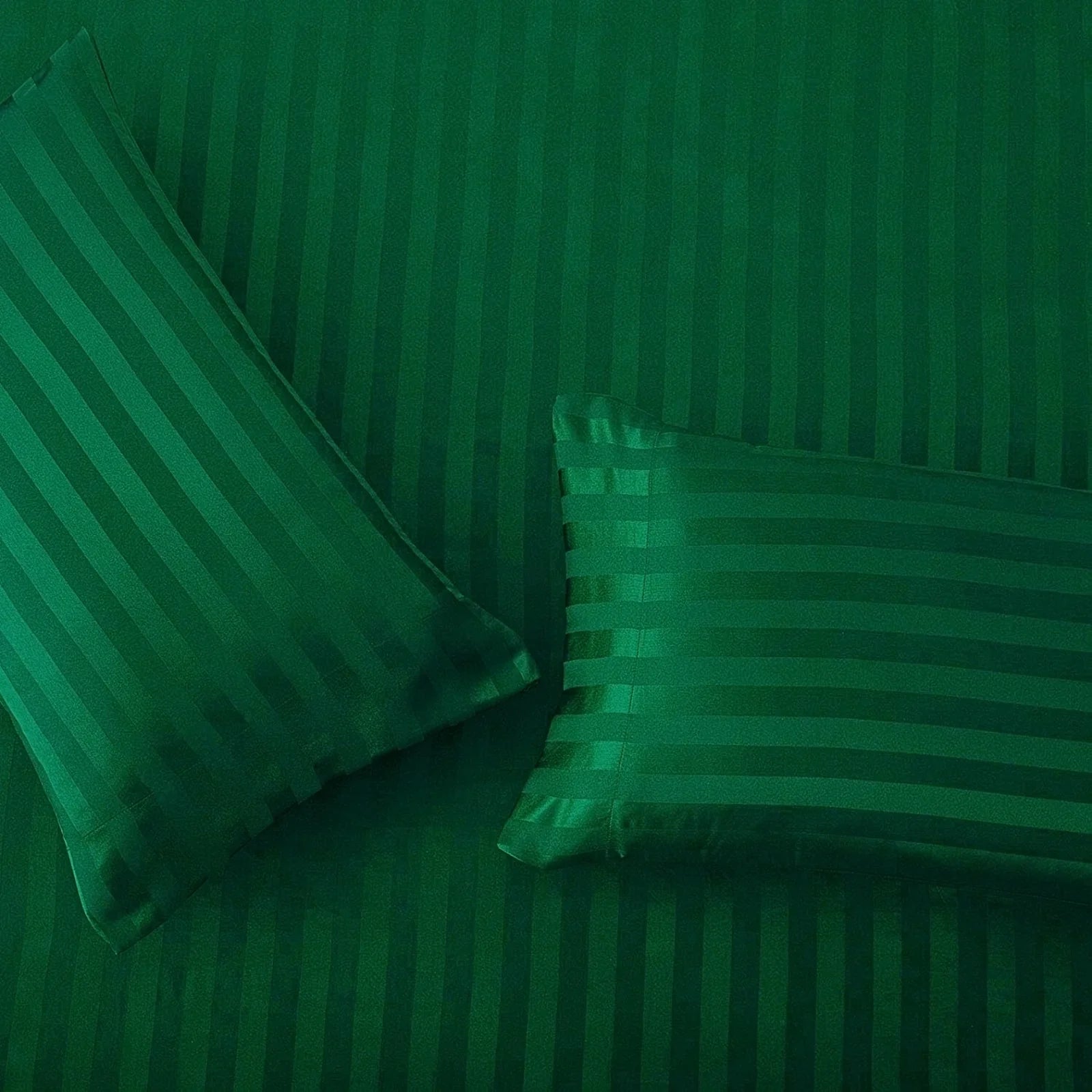 Green stripe satin fitted bedsheet - (premium)