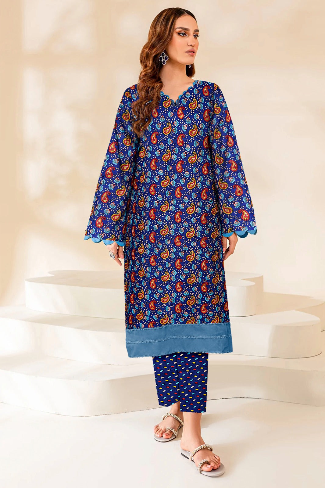 2 Piece – Cotton Digital Print Suit ( Design LS25)