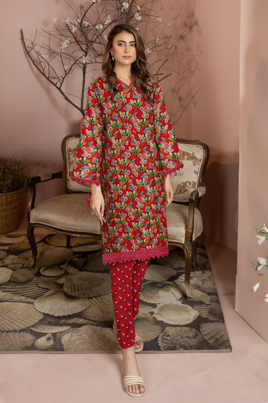 2 Piece – Cotton Digital Print Suit ( Design LS55)