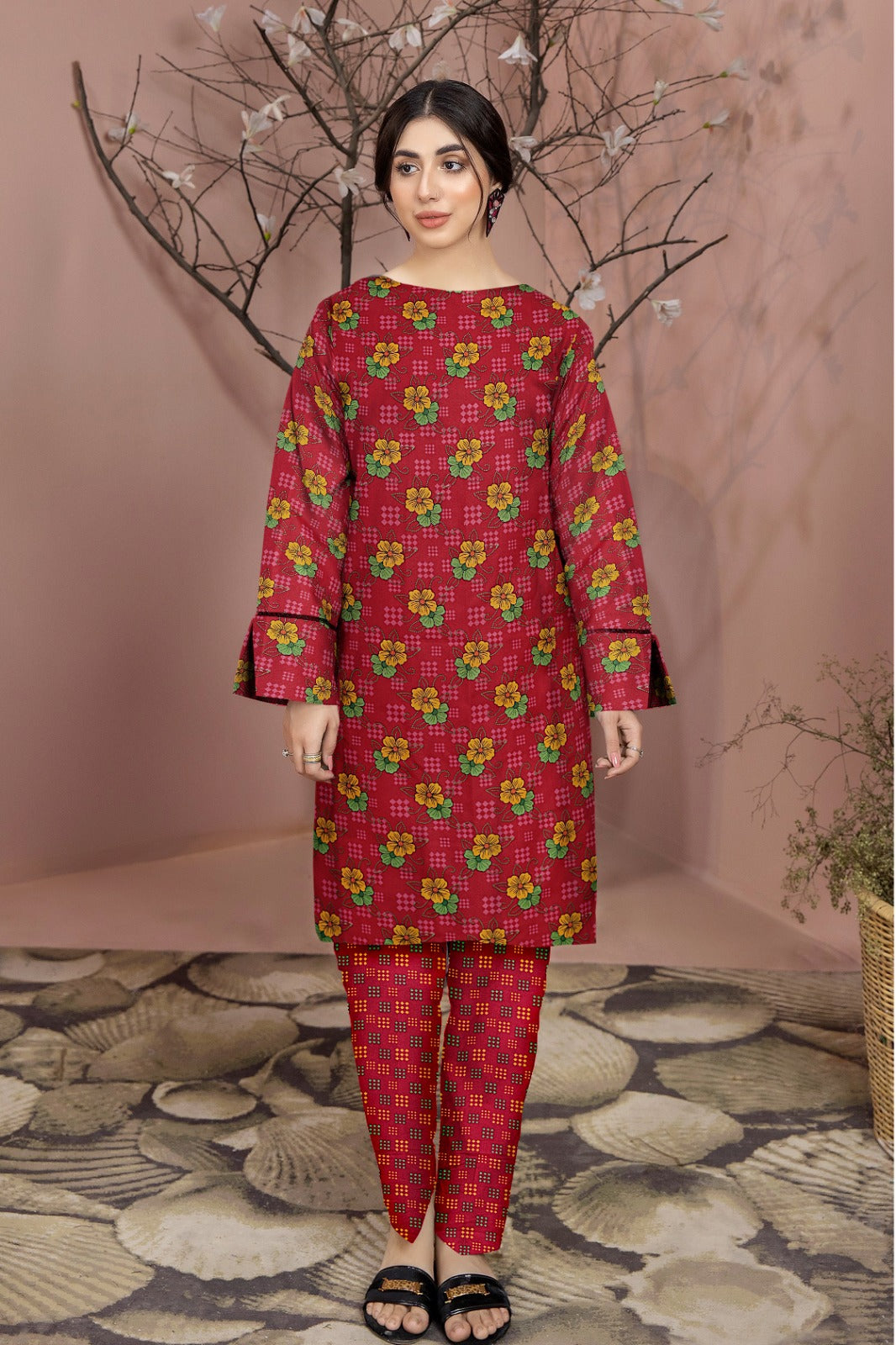 2 Piece – Cotton Digital Print Suit ( Design LS52)