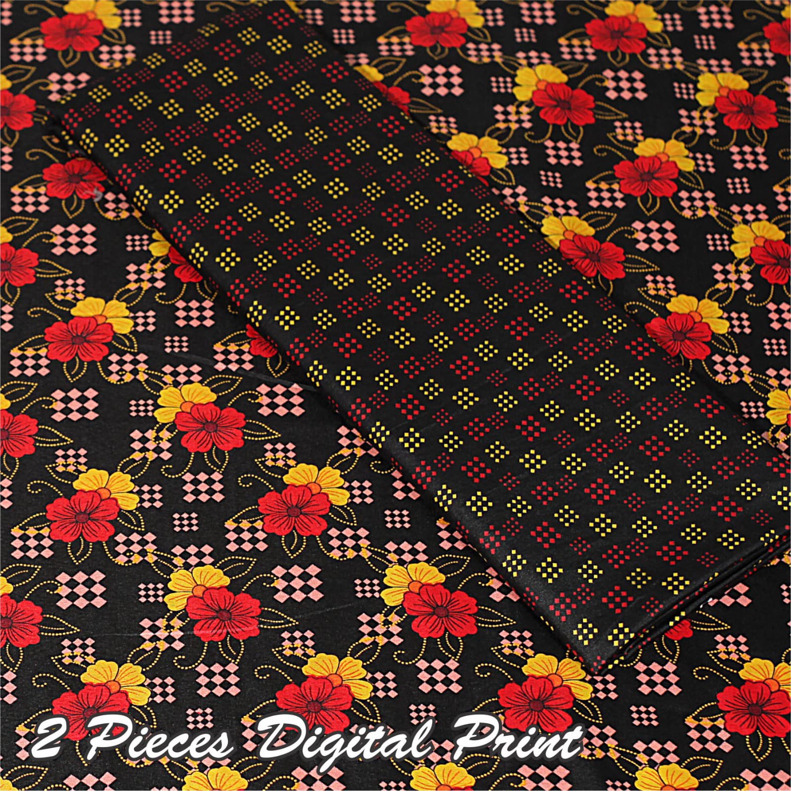 2 Piece – Cotton Digital Print Suit ( Design LS32 )