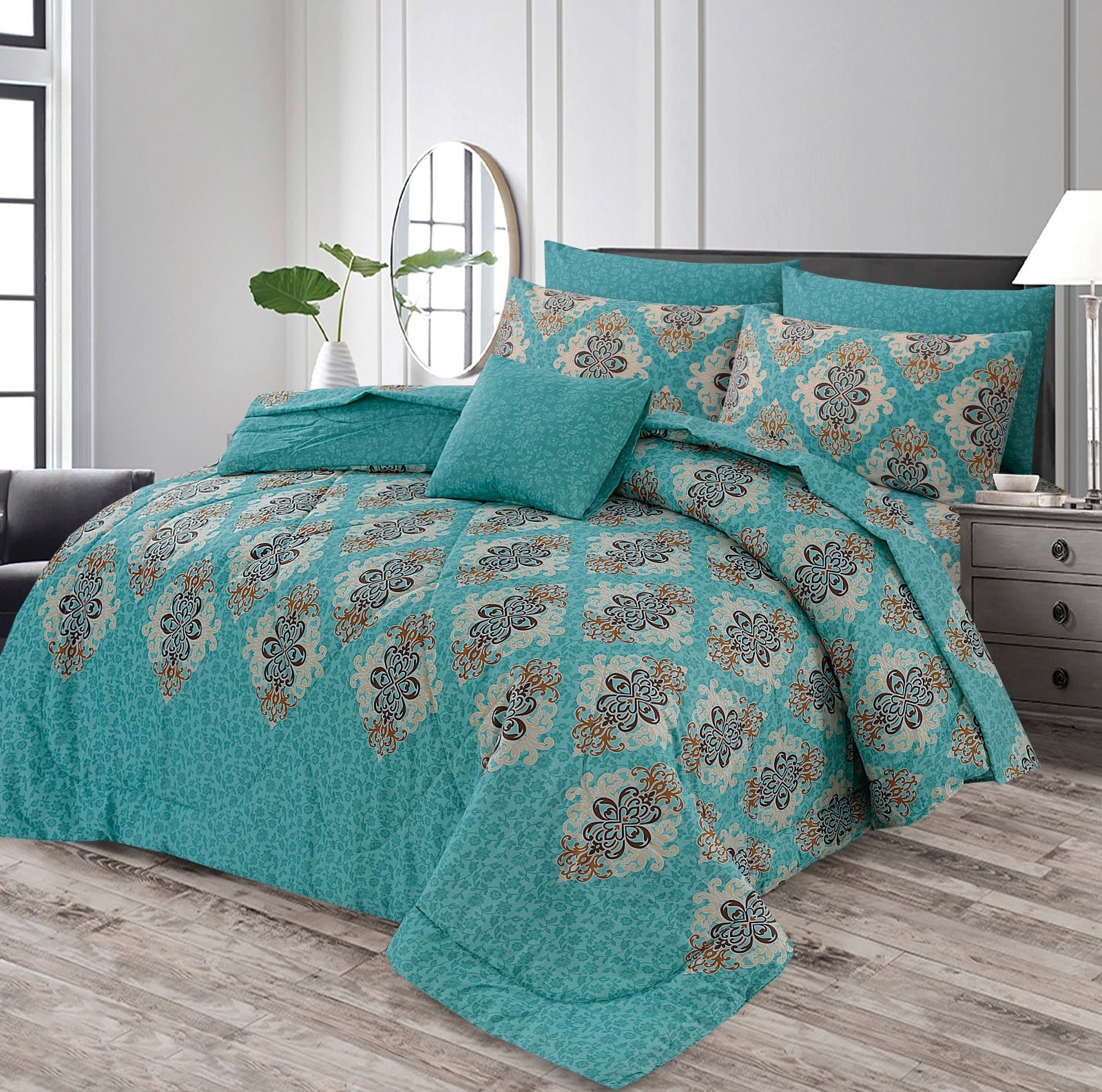 7 Pcs Comforter Set King Size Design KCC 49