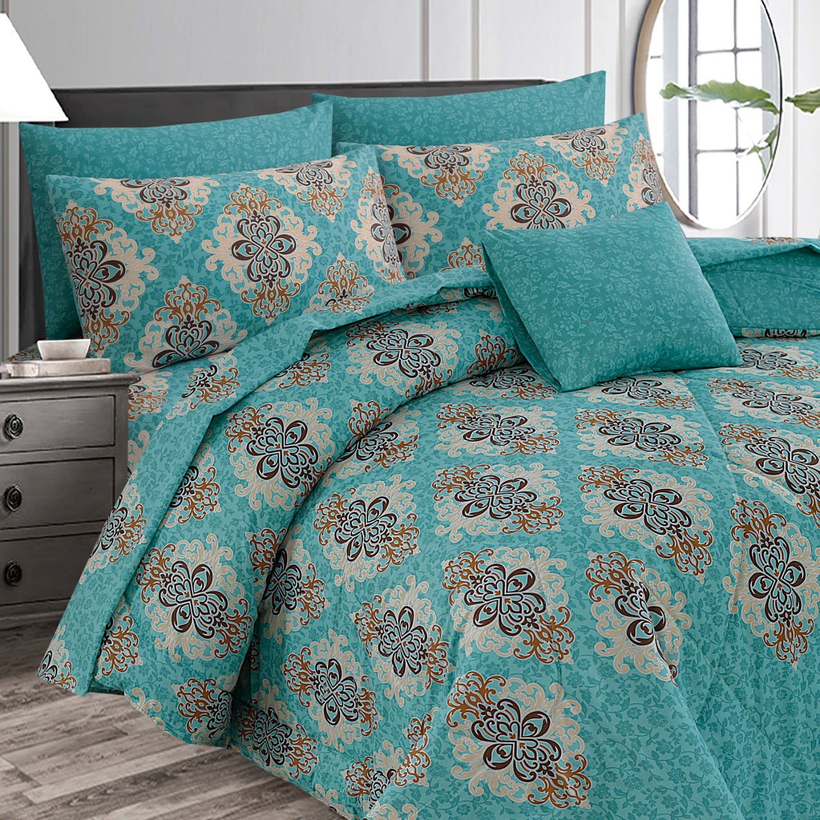 7 Pcs Comforter Set King Size Design KCC 49