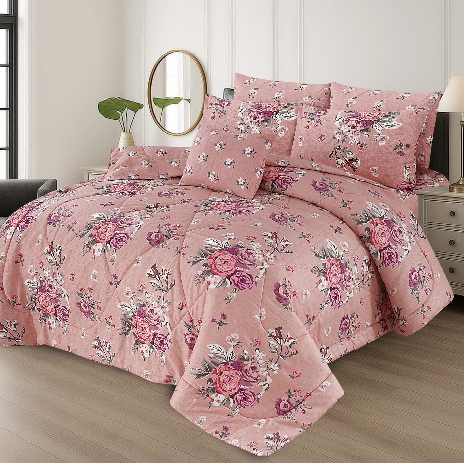 7Pcs Comforter Set King Size Design KCC 39